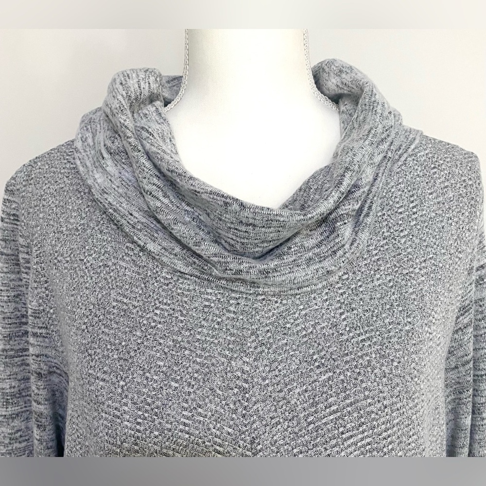 Sojo Womens XL Solid Gray Cowl Neck Sweater Grandmillenial Preppy Cabincore - Picture 2 of 13